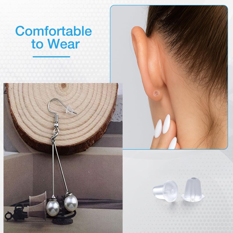 DSOMHZ Earring Backings, Rubber Earring Backs for Stud Earrings for Women, Backs for Fish Hook Earrings (100 Pieces) - Image 4